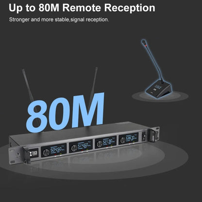 XTUGA A140-C Wireless Microphone System 4-Channel UHF Four Conference Mics(UK Plug) - Microphone by XTUGA | Online Shopping UK | buy2fix