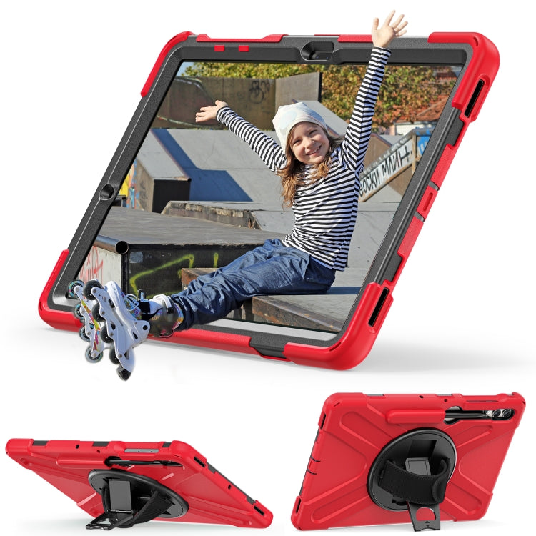 For Samsung Galaxy Tab S9+ / S8+ Rotary Handle Grab TPU + PC Tablet Case(Red) - Galaxy Tab S9+ Cases by buy2fix | Online Shopping UK | buy2fix