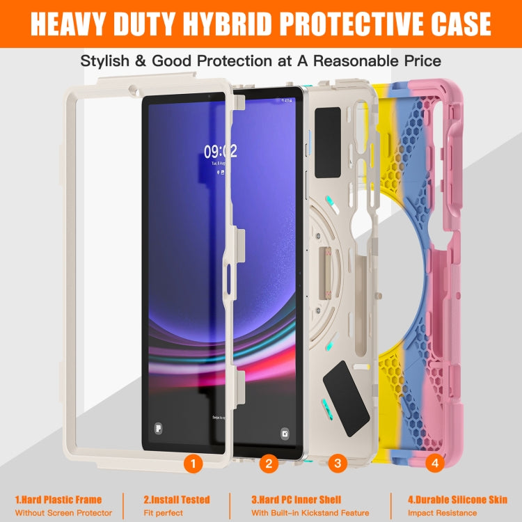 For Samsung Galaxy Tab S9+ / S8+ Rotary Handle Grab TPU + PC Tablet Case(Colorful Pink) - Galaxy Tab S9+ Cases by buy2fix | Online Shopping UK | buy2fix
