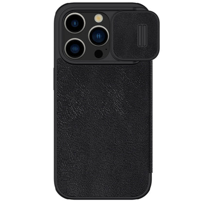 For iPhone 15 Pro Max NILLKIN QIN Series Pro Sliding Camera Cover Design Leather Phone Case(Black) - iPhone 15 Pro Max Cases by NILLKIN | Online Shopping UK | buy2fix