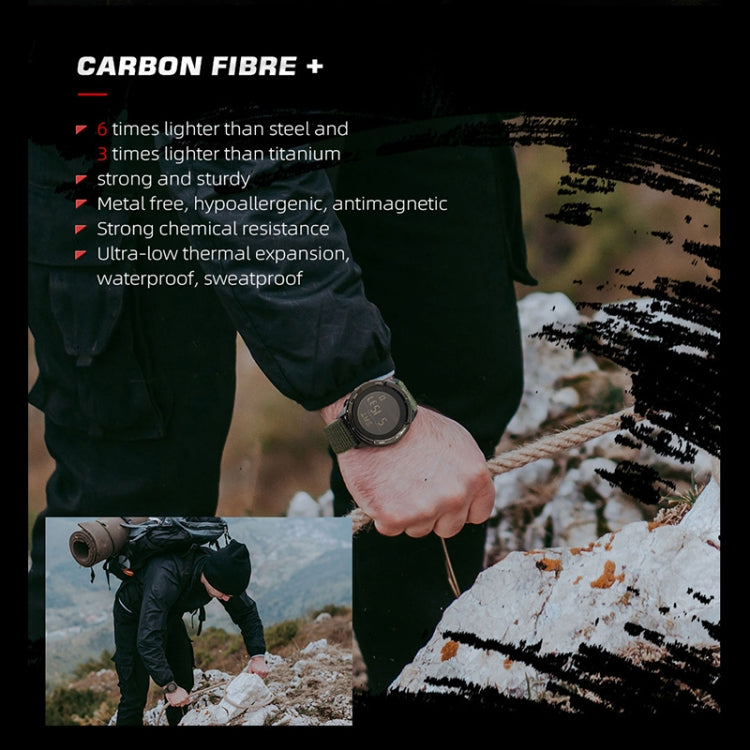 NORTH EDGE ALPS Outdoor Waterproof Men Carbon Fiber Digital Nylon Strap Smart Sports Watch(Black) - Sport Watches by NORTH EDGE | Online Shopping UK | buy2fix