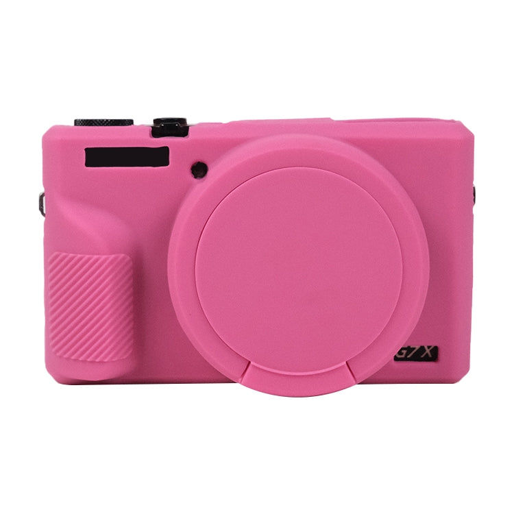 For Canon PowerShot G7 X Mark III / G7X3 Soft Silicone Protective Case with Lens Cover(Rose Red) - Protective Case by buy2fix | Online Shopping UK | buy2fix