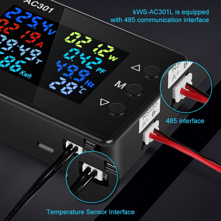 KWS-AC301L-100A 50-300V AC Switching Digital Display Current Voltmeter with 485 Communication(Black) - Current & Voltage Tester by buy2fix | Online Shopping UK | buy2fix