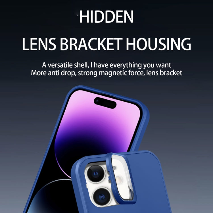 For iPhone 11 Skin Feel Magnifier MagSafe Lens Holder Phone Case(Royal Blue) - iPhone 11 Cases by buy2fix | Online Shopping UK | buy2fix