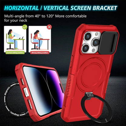For iPhone 14 Pro Sliding Camshield Magsafe Holder TPU Hybrid PC Phone Case(Red) - iPhone 14 Pro Cases by buy2fix | Online Shopping UK | buy2fix