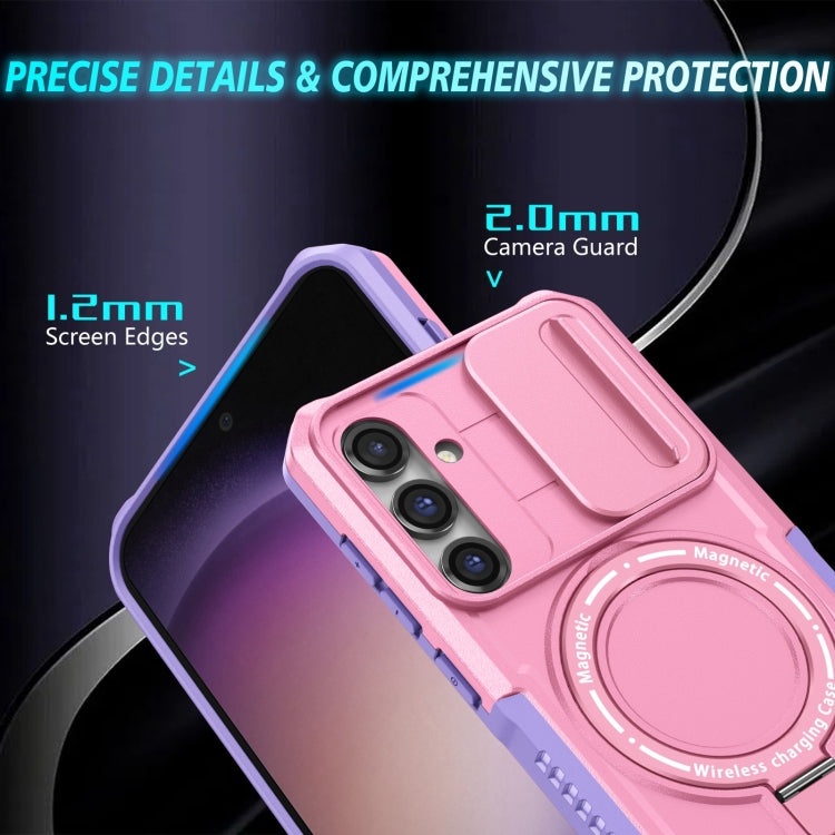 For Samsung Galaxy S23 FE 5G Sliding Camshield Magsafe Holder TPU Hybrid PC Phone Case(Purple Pink) - Galaxy S23 FE 5G Cases by buy2fix | Online Shopping UK | buy2fix