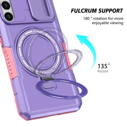 For Samsung Galaxy S22+ 5G Sliding Camshield Magsafe Holder TPU Hybrid PC Phone Case(Pink Purple) - Galaxy S22+ 5G Cases by buy2fix | Online Shopping UK | buy2fix