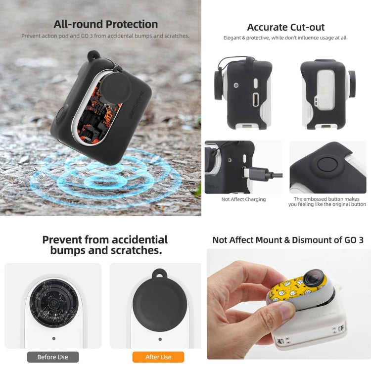 For Insta360 GO 3 Sunnylife Silicone Case Stickers Skin Wrap Lens Cover with Neck Strap(White) - Case & Bags by Sunnylife | Online Shopping UK | buy2fix