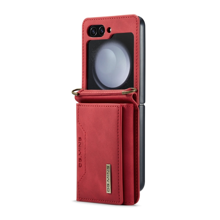 For Samsung Galaxy Z Flip5 5G DG.MING M2 Series Card Bag Magnetic Leather Phone Case(Red) - Galaxy Z Flip5 Cases by DG.MING | Online Shopping UK | buy2fix