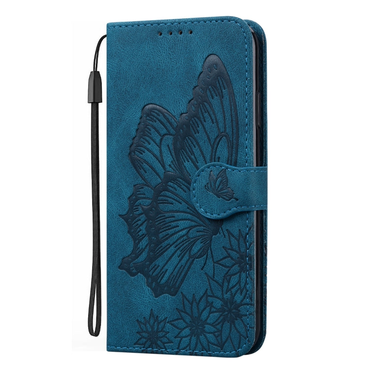 For iPhone 15 Pro Max Retro Skin Feel Butterflies Embossing Leather Phone Case(Blue) - iPhone 15 Pro Max Cases by buy2fix | Online Shopping UK | buy2fix