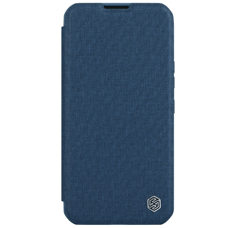 For iPhone 15 Pro Max NILLKIN QIN Series Pro Fabric Textured Leather Phone Case(Blue) - iPhone 15 Pro Max Cases by NILLKIN | Online Shopping UK | buy2fix