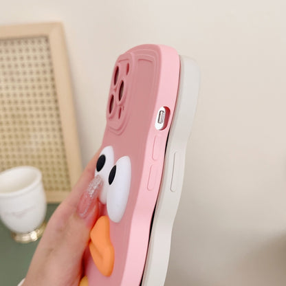 For iPhone 15 Pro Max Wave Edge Big Duck Silicone Phone Case with Wristband(White) - iPhone 15 Pro Max Cases by buy2fix | Online Shopping UK | buy2fix
