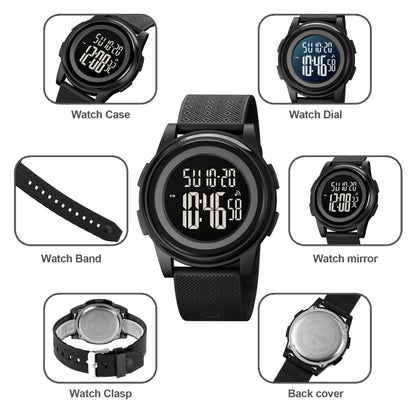 SKMEI 1895 Multifunctional Men Outdoor 50M Waterproof Luminous Digital Wrist Watch(Black White) - Leather Strap Watches by SKMEI | Online Shopping UK | buy2fix