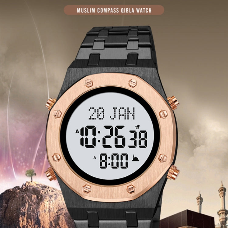 SKMEI 2043 Multifunctional Muslim Worships Compass Digital Wrist Watch(Gold+Black) - Metal Strap Watches by SKMEI | Online Shopping UK | buy2fix