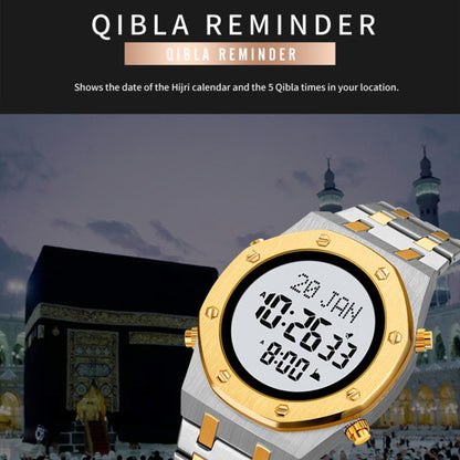 SKMEI 2043 Multifunctional Muslim Worships Compass Digital Wrist Watch(Gold+Black) - Metal Strap Watches by SKMEI | Online Shopping UK | buy2fix