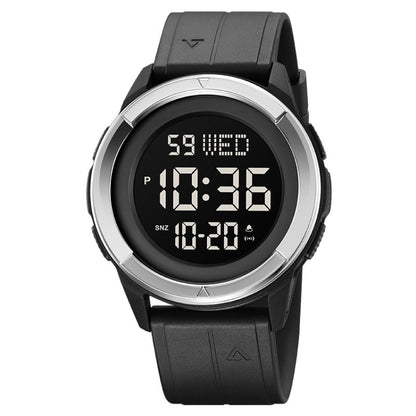 SKMEI 2047 Multifunctional Men 50M Waterproof Sports Digital Wrist Watch(Silver+Black) - Silicone Strap Watches by SKMEI | Online Shopping UK | buy2fix