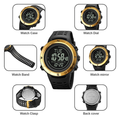 Shimei 2096 Multifunctional Men 50M Waterproof Compass Noctilucent Digital Wrist Watch(Black) - Silicone Strap Watches by SKMEI | Online Shopping UK | buy2fix