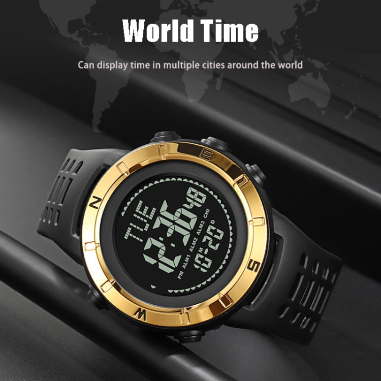 Shimei 2096 Multifunctional Men 50M Waterproof Compass Noctilucent Digital Wrist Watch(Gold) - Silicone Strap Watches by SKMEI | Online Shopping UK | buy2fix