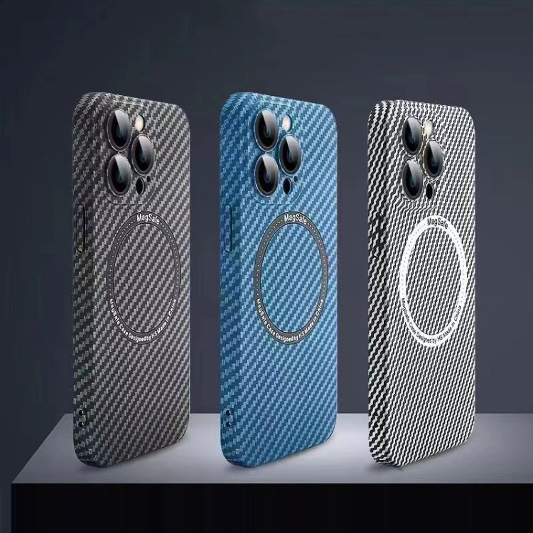 For iPhone 14 Plus MagSafe Magnetic PC Carbon Fiber Phone Case with Lens Film(Blue) - iPhone 14 Plus Cases by buy2fix | Online Shopping UK | buy2fix