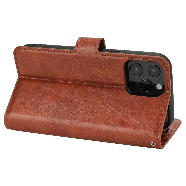 For iPhone 15 Pro Max Crazy Horse Texture Detachable Horizontal Flip PU Case(Brown) - iPhone 15 Pro Max Cases by buy2fix | Online Shopping UK | buy2fix