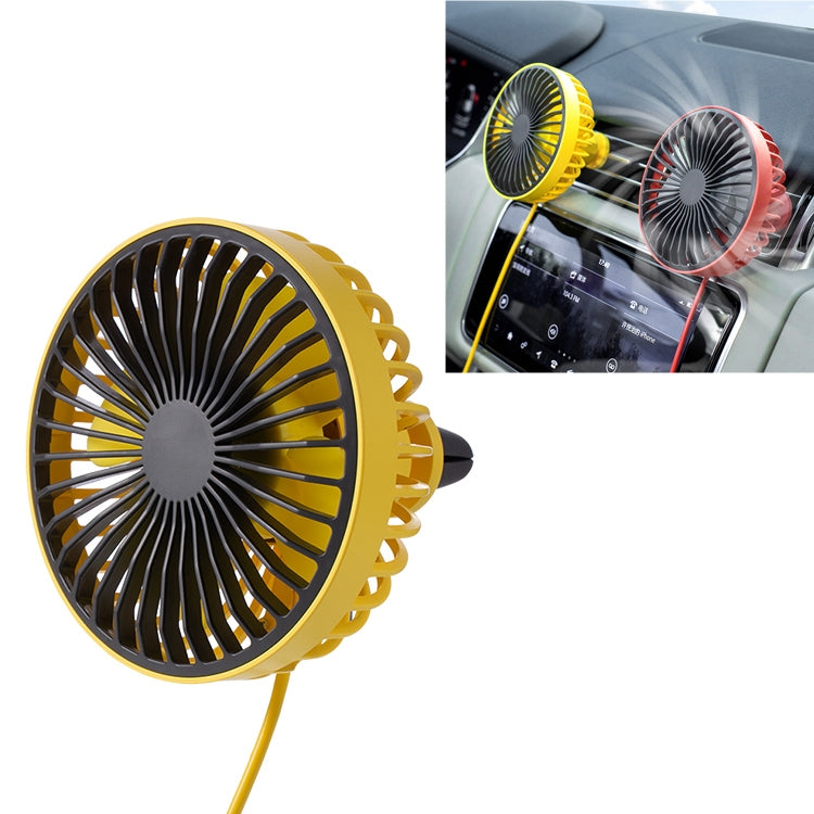 F829 Portable Car Air Outlet Electric Cooling Fan with LED Light(Yellow) - Heating & Fans by buy2fix | Online Shopping UK | buy2fix