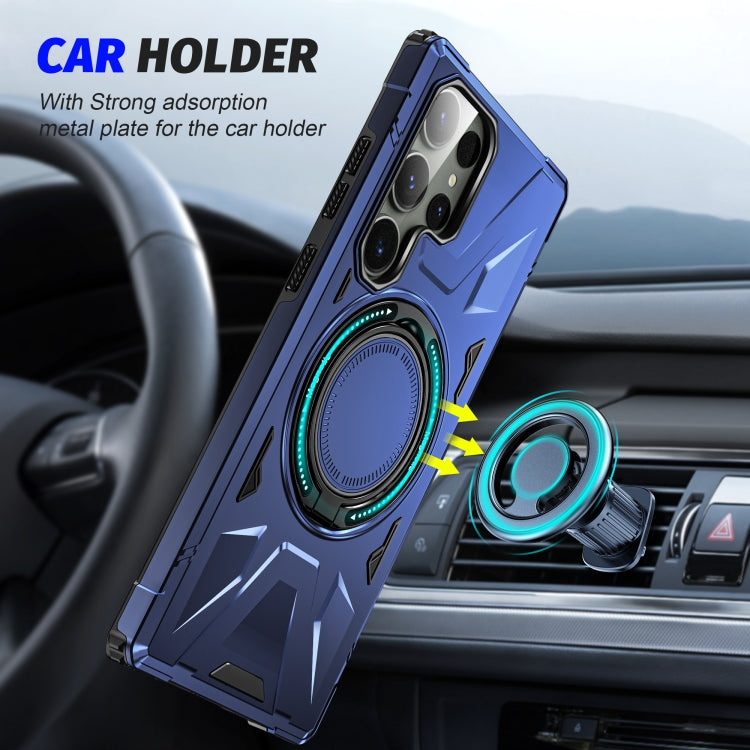 For Samsung Galaxy S24 Ultra 5G MagSafe Magnetic Shockproof Phone Case with Ring Holder(Navy Blue) - Galaxy S24 Ultra 5G Cases by buy2fix | Online Shopping UK | buy2fix