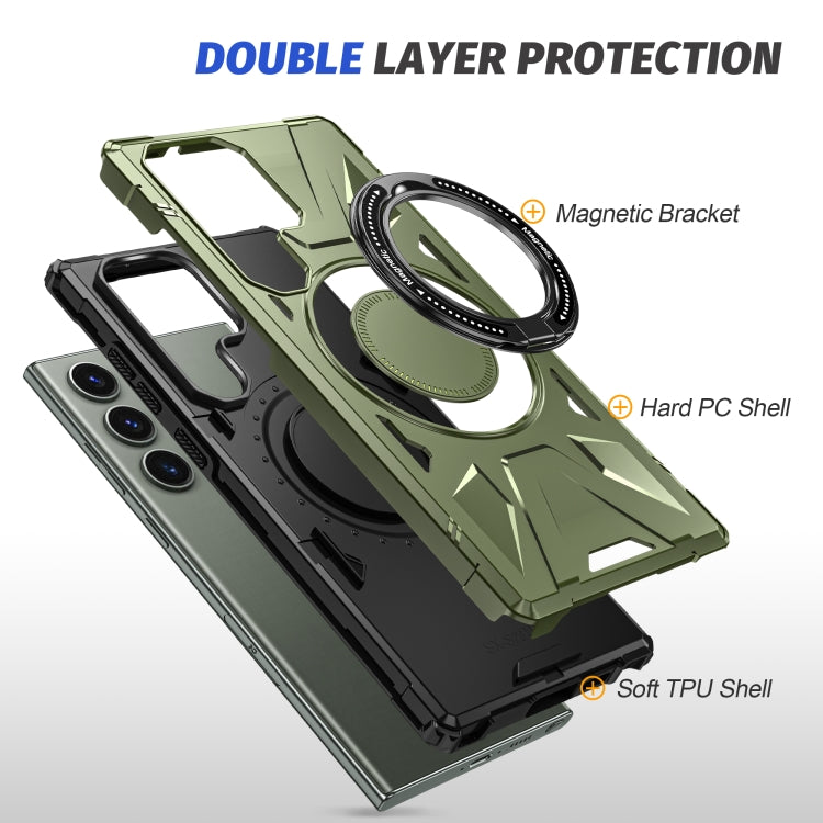 For Samsung Galaxy S24+ 5G MagSafe Magnetic Shockproof Phone Case with Ring Holder(Dark Green) - Galaxy S24+ 5G Cases by buy2fix | Online Shopping UK | buy2fix