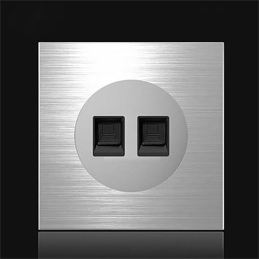 86mm Gray Aluminum Wire Drawing LED Switch Panel, Style:Dual Computer Socket - Consumer Electronics by buy2fix | Online Shopping UK | buy2fix