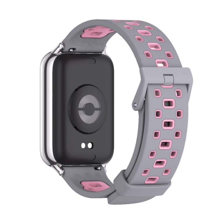 For Xiaomi Smart Band 9 Pro / 8 Pro Mijobs Square Hole Breathable Silicone Watch Band(Grey Pink) - Watch Bands by MIJOBS | Online Shopping UK | buy2fix