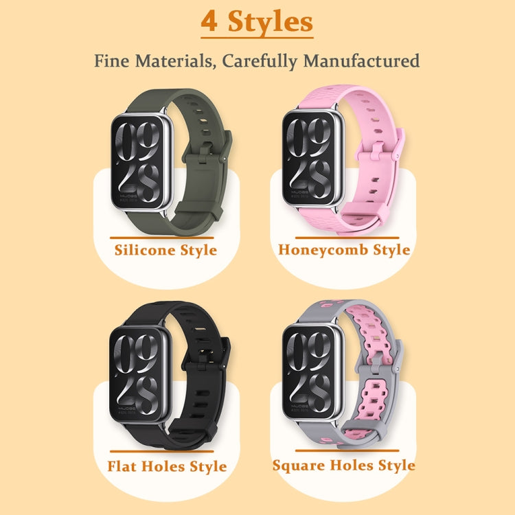 For Xiaomi Smart Band 9 Pro / 8 Pro Mijobs Square Hole Breathable Silicone Watch Band(Grey Pink) - Watch Bands by MIJOBS | Online Shopping UK | buy2fix