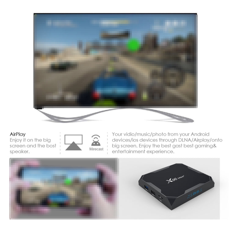 X96 max+ 4K Smart TV Box with Remote Control, Android 9.0, Amlogic S905X3 Quad-Core Cortex-A55,2GB+16GB, Support LAN, AV, 2.4G/5G WiFi, USBx2,TF Card, UK Plug - Consumer Electronics by Beelink | Online Shopping UK | buy2fix