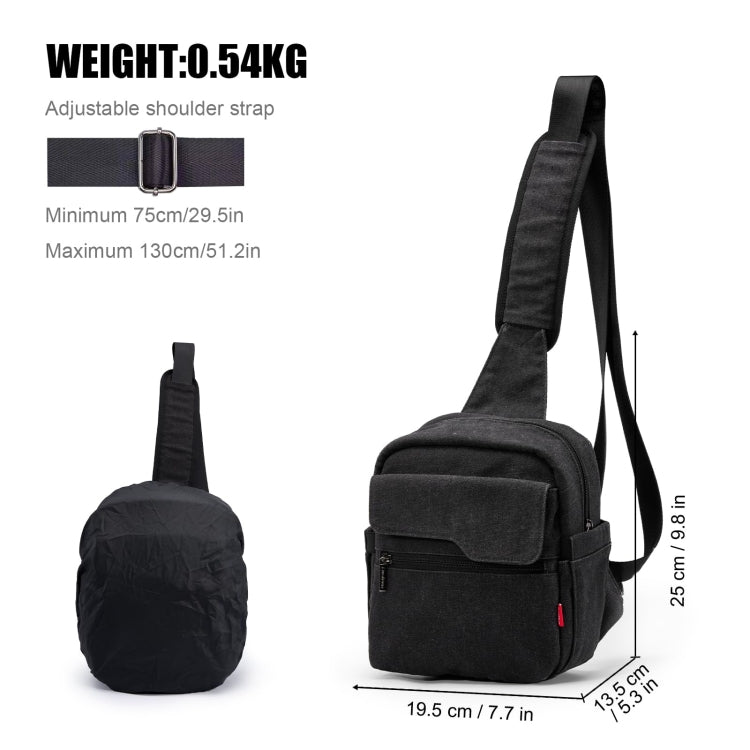 Cwatcun D93 Camera Bag Canvas Shoulder Bag, Size:19.5 x 13.5 x 25cm Black - Strap Satchel by Cwatcun | Online Shopping UK | buy2fix