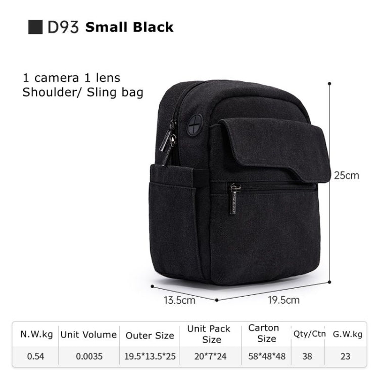 Cwatcun D93 Camera Bag Canvas Shoulder Bag, Size:19.5 x 13.5 x 25cm Black - Strap Satchel by Cwatcun | Online Shopping UK | buy2fix