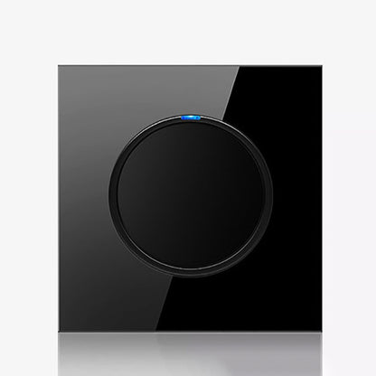 86mm Round LED Tempered Glass Switch Panel, Black Round Glass, Style:One Open Dual Control - Switch by buy2fix | Online Shopping UK | buy2fix