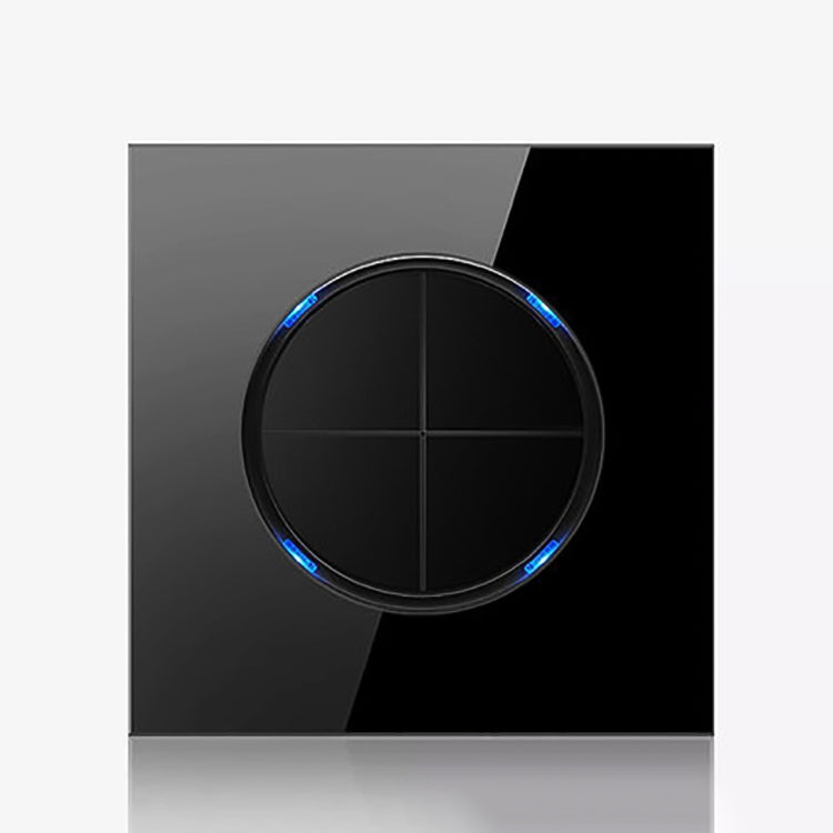 86mm Round LED Tempered Glass Switch Panel, Black Round Glass, Style:Four Open Dual Control - Switch by buy2fix | Online Shopping UK | buy2fix