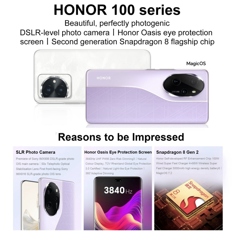 Honor 100 Pro, 16GB+256GB, Screen Fingerprint Identification, 6.78 inch MagicOS 7.2 Snapdragon 8 Gen 2 Octa Core up to 3.19GHz, Network: 5G, NFC, OTG, Support Google Play(Black) - Honor by Huawei | Online Shopping UK | buy2fix