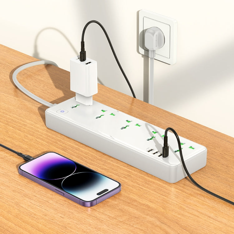 hoco AC13A Talento 5-position Socket with USB-C+3USB Ports, Cable Length: 1.5m, EU Plug(White) - Extension Socket by hoco | Online Shopping UK | buy2fix