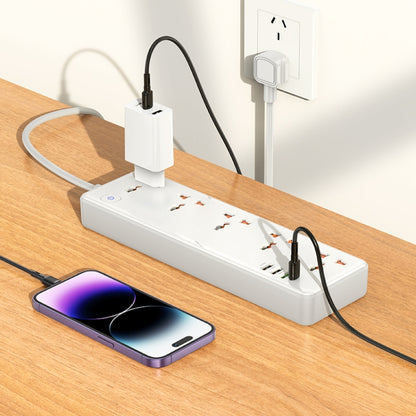 hoco AC14 Rico 5-position Socket with PD30W+3USB Ports, Cable Length: 1.5m, US Plug(White) - Extension Socket by hoco | Online Shopping UK | buy2fix