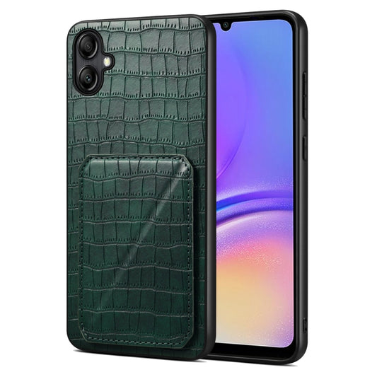 For Samsung Galaxy A05 Denior Imitation Crocodile Leather Back Phone Case with Holder(Green) - Galaxy Phone Cases by Denior | Online Shopping UK | buy2fix