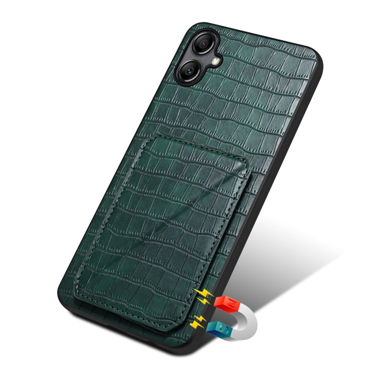 For Samsung Galaxy S23 FE 5G Denior Imitation Crocodile Leather Back Phone Case with Holder(Green) - Galaxy S23 FE 5G Cases by Denior | Online Shopping UK | buy2fix