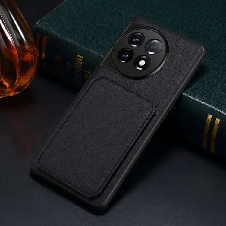 For OnePlus Nord CE 3 5G / OPPO K11 Denior Imitation Calf Leather Back Phone Case with Holder(Black) - OnePlus Cases by Denior | Online Shopping UK | buy2fix