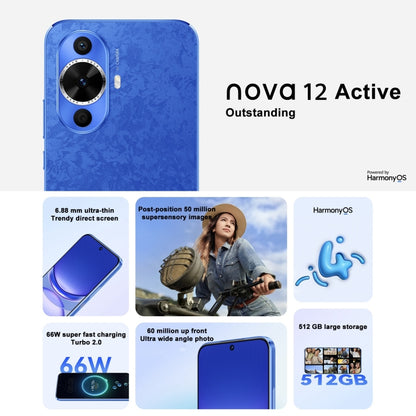 Huawei nova 12 Active, 8GB+512GB, Screen Fingerprint Identification, 6.7 inch HarmonyOS 4.0 Qualcomm Snapdragon 778G 4G Octa Core, Network: 4G, NFC, OTG, Not Support Google Play(Black) - Huawei Mate & P by Huawei | Online Shopping UK | buy2fix