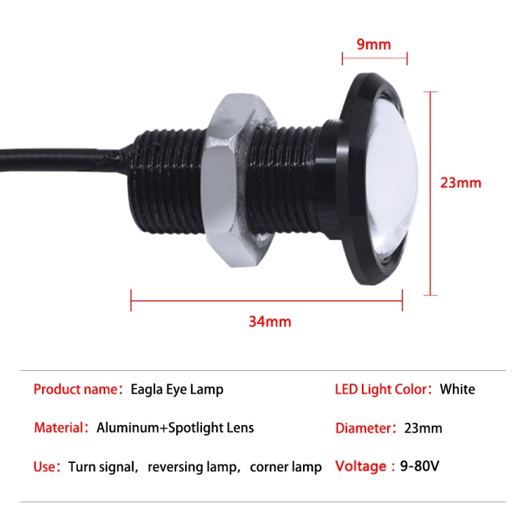 10 PCS 23mm 1.5W DC9-80V Motorcycle Eagle Eye Light Single Lens(Yellow Light) - Eagle Eye Lights by buy2fix | Online Shopping UK | buy2fix