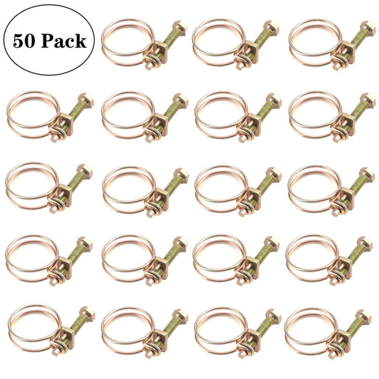50 PCS M25 Adjustable Color Galvanized Iron Double Wire Hose Clamps - In Car by buy2fix | Online Shopping UK | buy2fix