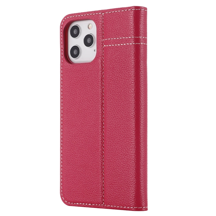 For iPhone 12 / 12 Pro GEBEI Top-grain Leather Horizontal Flip Protective Case with Holder & Card Slots(Rose Red) - iPhone 12 / 12 Pro Cases by GEBEI | Online Shopping UK | buy2fix