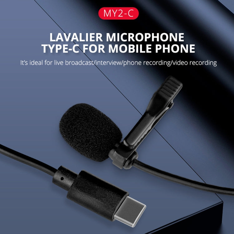 YELANGU MY2-C Type-C Interface Live Broadcast Interview Mobile Phone Single Clip Lavalier Microphone, Length: 1.5m - Consumer Electronics by YELANGU | Online Shopping UK | buy2fix