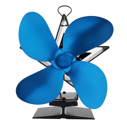 4-Blade Aluminum Heat Powered Fireplace Stove Fan (Blue) - Consumer Electronics by buy2fix | Online Shopping UK | buy2fix