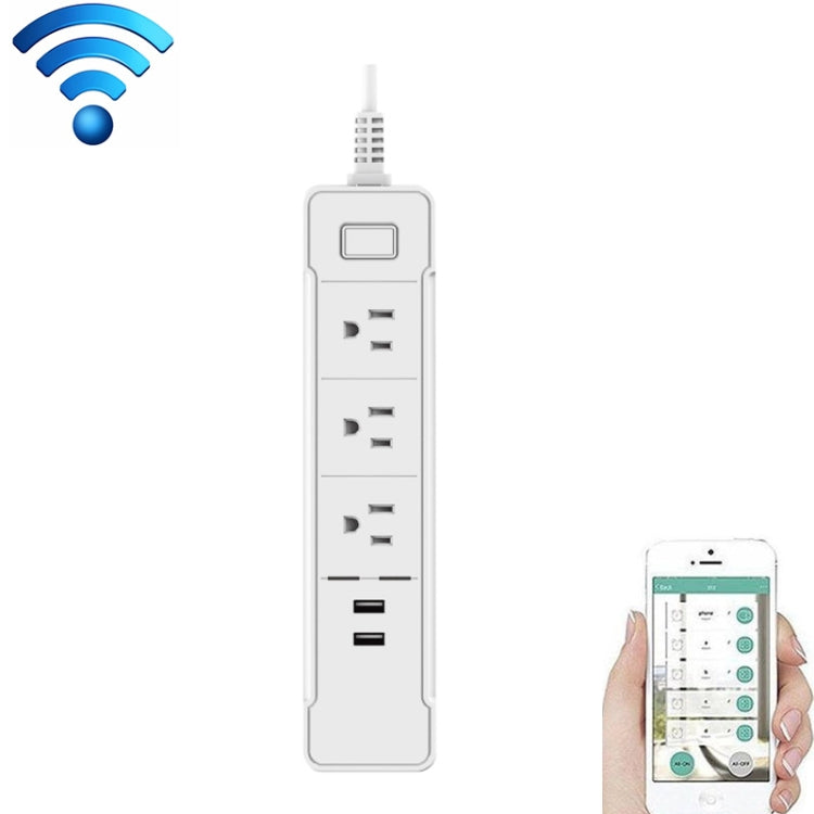 C198A 2 USB Ports + 3 US Sockets WiFi Smart Power Plug Socket, Compatible with Alexa and Google Home, AC 110V-240V, US Plug(White) - Smart Socket by buy2fix | Online Shopping UK | buy2fix