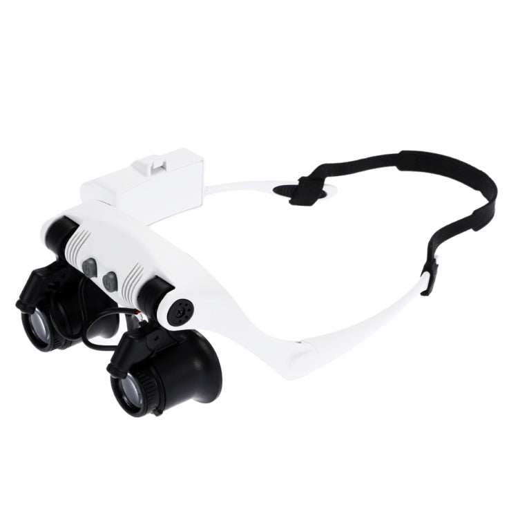 10X 15X 20X 25X Wearing Glasses Eyes Illuminated Magnifier Magnifying Watch Repairing Loupe With LED Light(White) - Consumer Electronics by buy2fix | Online Shopping UK | buy2fix