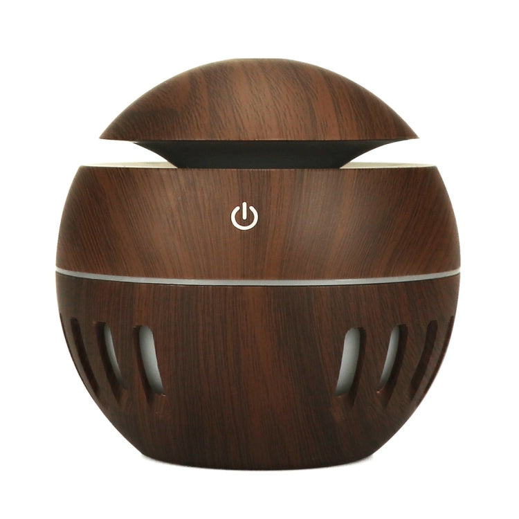 Wood Grain USB Hollowed-out Humidifier Seven Color Aromatherapy Lamp Automatic Alcohol Sprayer with Remote Control(Dark Brown-3) - Home & Garden by buy2fix | Online Shopping UK | buy2fix